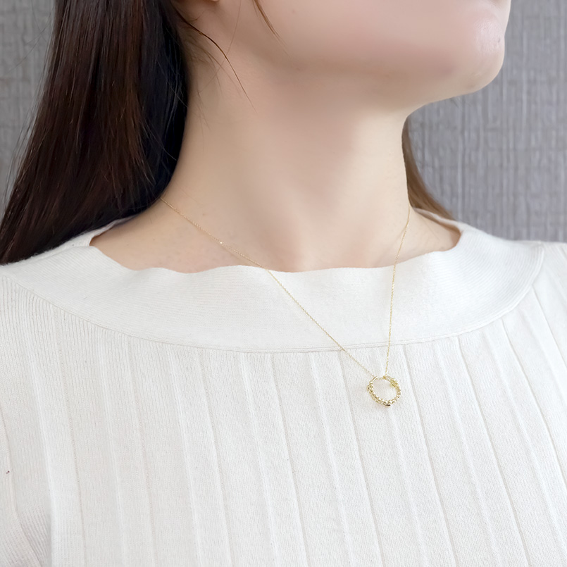 18金 イヤーカフ ネックレス 2way ミラーボール カット ゴールド イエローゴールドk18 ペンダントトップ イヤークリップ 片耳用の画像