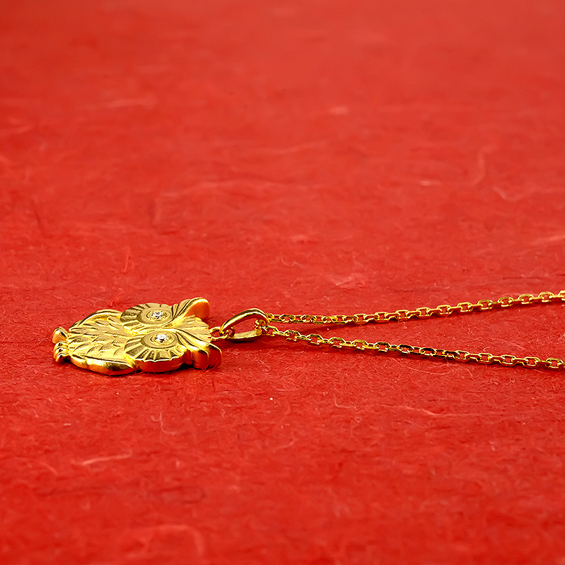 24金 ネックレス トップ 純金 ふくろう ダイヤモンド メンズ ゴールド 24K ペンダントトップ 金 k24 ペンダント ネックレス フクロウ 梟 送料無料 セール SALE