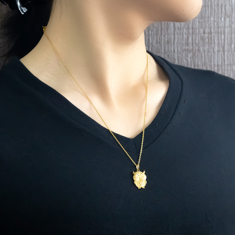 24金 ネックレス トップ 純金 ふくろう ダイヤモンド メンズ ゴールド 24K ペンダントトップ 金 k24 ペンダント ネックレス フクロウ 梟 送料無料 セール SALE