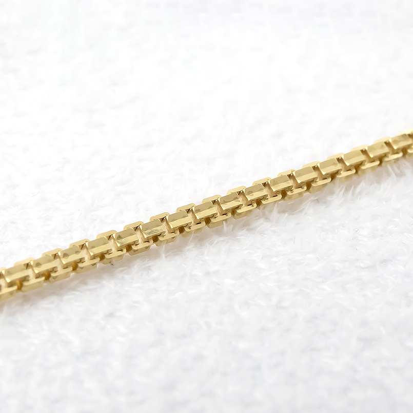 18金 ネックレス レディース チェーンのみ 45cm スライド式 ベネチアンチェーン 16面カット レール 1.4mm 幅 ゴールド 18k イエローゴールド 女性 地金 送料無料
