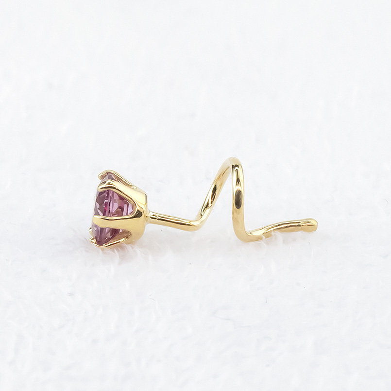18金 片耳ピアス シャンパンガーネット 一粒 キャッチのいらないピアス イエローゴールドk18 キャッチナッシャー つけっぱなし あすつく 送料無料 セール SALE | ジュエリー工房アトラス | 06