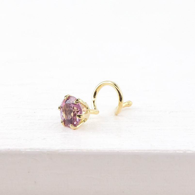 18金 片耳ピアス シャンパンガーネット 一粒 キャッチのいらないピアス イエローゴールドk18 キャッチナッシャー つけっぱなし あすつく 送料無料 セール SALE | ジュエリー工房アトラス | 04