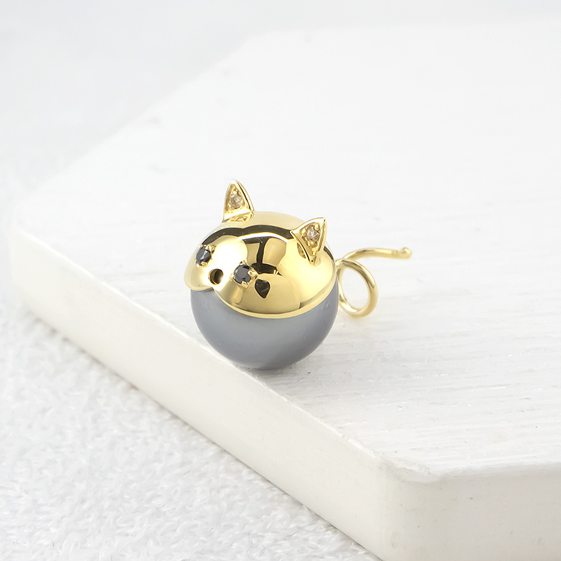 18金 ピアス 片耳 猫 南洋黒真珠 ダイヤモンド サファイア キャッチのいらないピアス イエローゴールドk18 キャッチナッシャー あすつく 送料無料 セール saleの画像