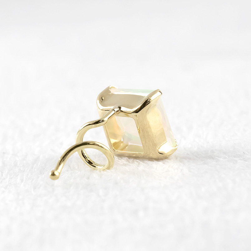 18金 片耳ピアス エチオピアオパール 一粒 キャッチのいらないピアス イエローゴールドk18 キャッチナッシャー つけっぱなし 簡単装着 あすつく 送料無料 saleの画像