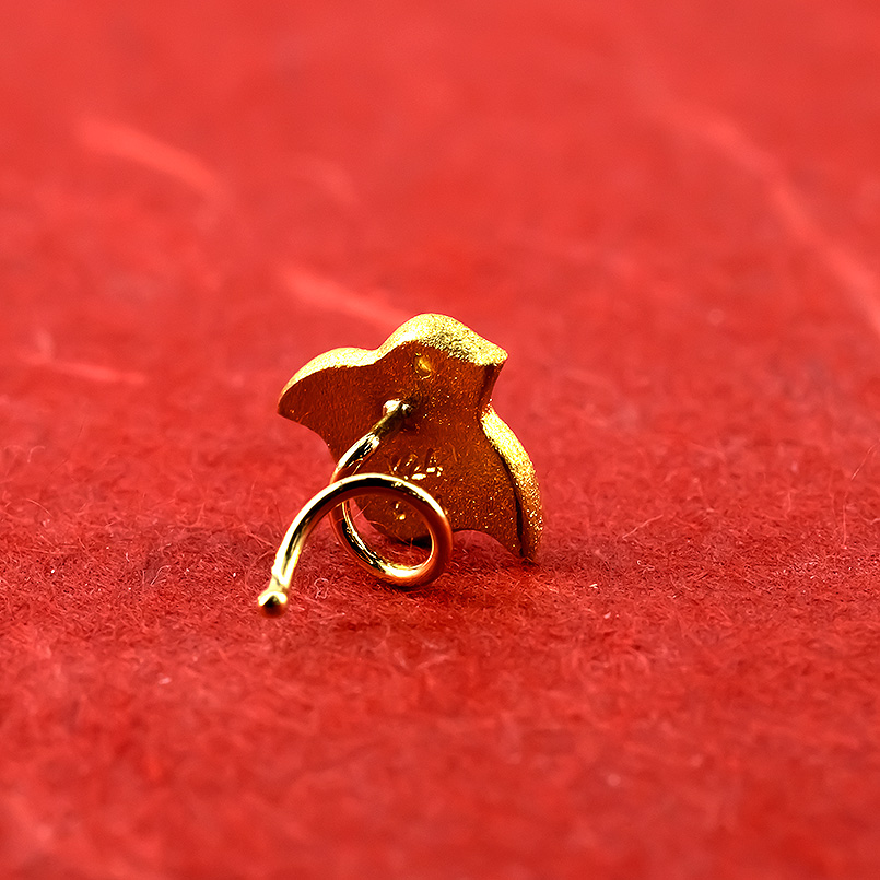 24金 ピアス 純金 ダイヤモンド 片耳ピアス メンズ 千鳥 キャッチのいらないピアス イエローゴールドk18 18金 キャッチナッシャー 簡単装着 和風 送料無料 saleの画像