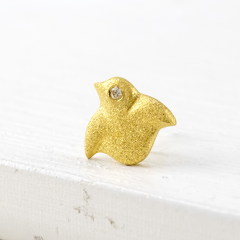 24金 ピアス 純金 ダイヤモンド 片耳ピアス メンズ 千鳥 キャッチのいらないピアス イエローゴールドk18 18金 キャッチナッシャー 簡単装着 和風 送料無料 saleの画像