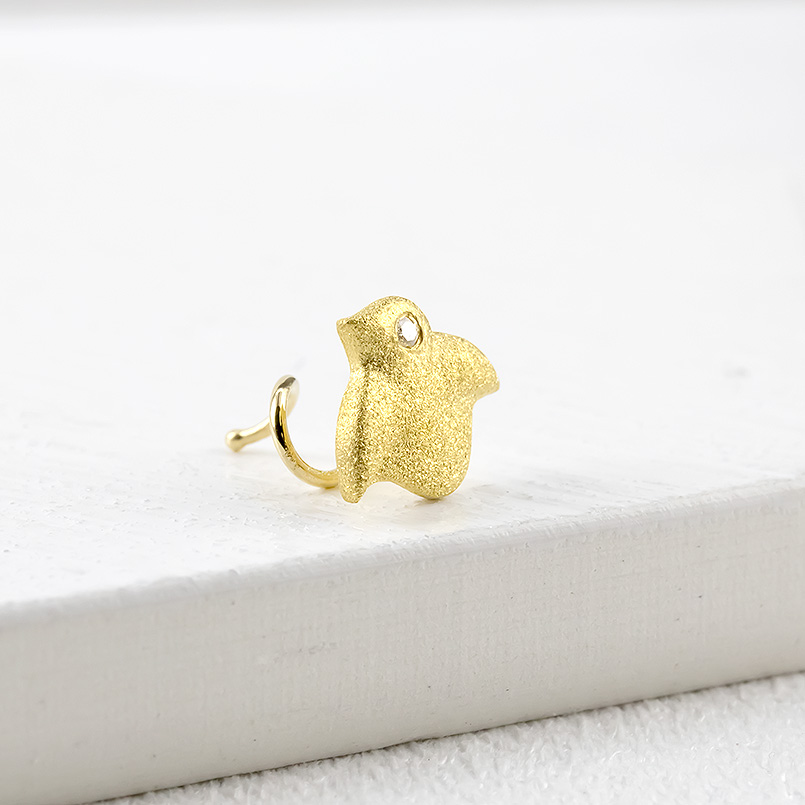 24金 ピアス 純金 ダイヤモンド 片耳ピアス メンズ 千鳥 キャッチのいらないピアス イエローゴールドk18 18金 キャッチナッシャー 簡単装着 和風 送料無料 saleの画像