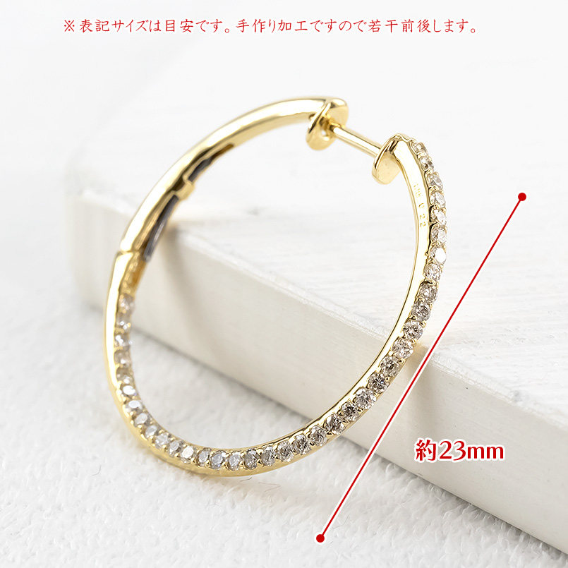 18金 フープピアス ダイヤモンド リング 中折れ式 レディース ゴールド イエローゴールドk18 18k 大ぶり 女性 人気 エレジャス あすつく 送料無料 セール SALE｜atrus｜04