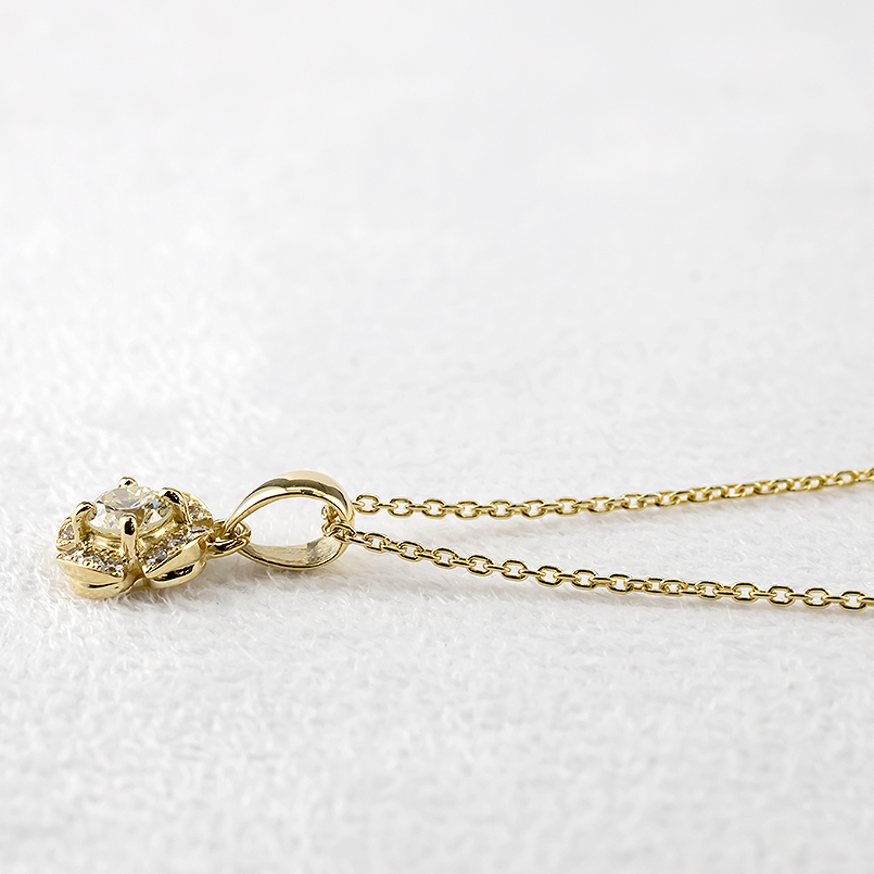 18金 ネックレス トップ ライトイエローダイヤモンド 一粒 大粒 ダイヤモンド ペンダントトップ レディース ゴールド 18k シンプル 人気 送料無料 セール saleの画像
