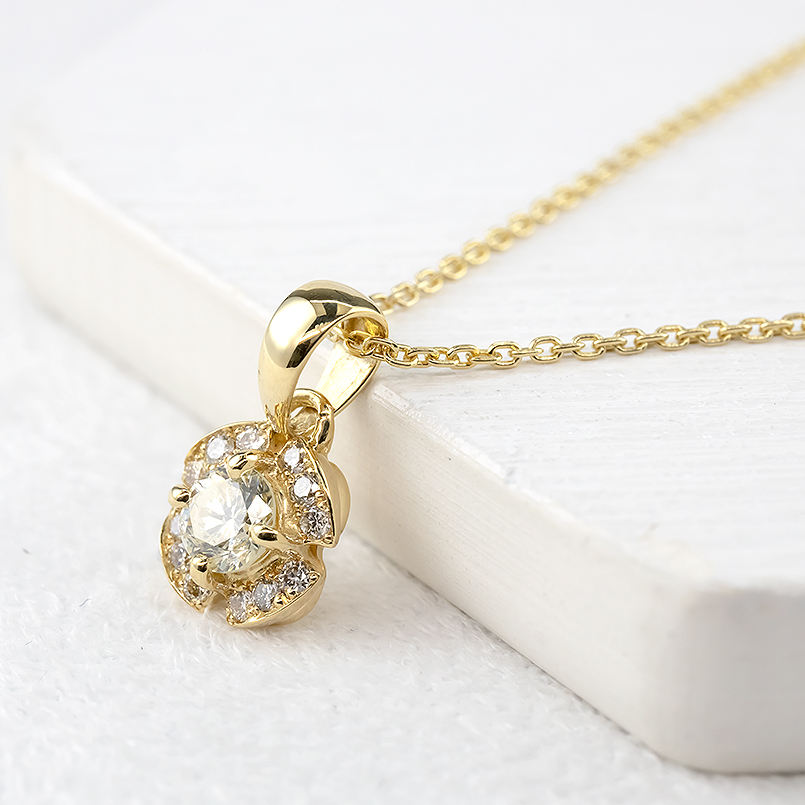 18金 ネックレス トップ ライトイエローダイヤモンド 一粒 大粒 ダイヤモンド ペンダントトップ レディース ゴールド 18k シンプル 人気 送料無料 セール saleの画像