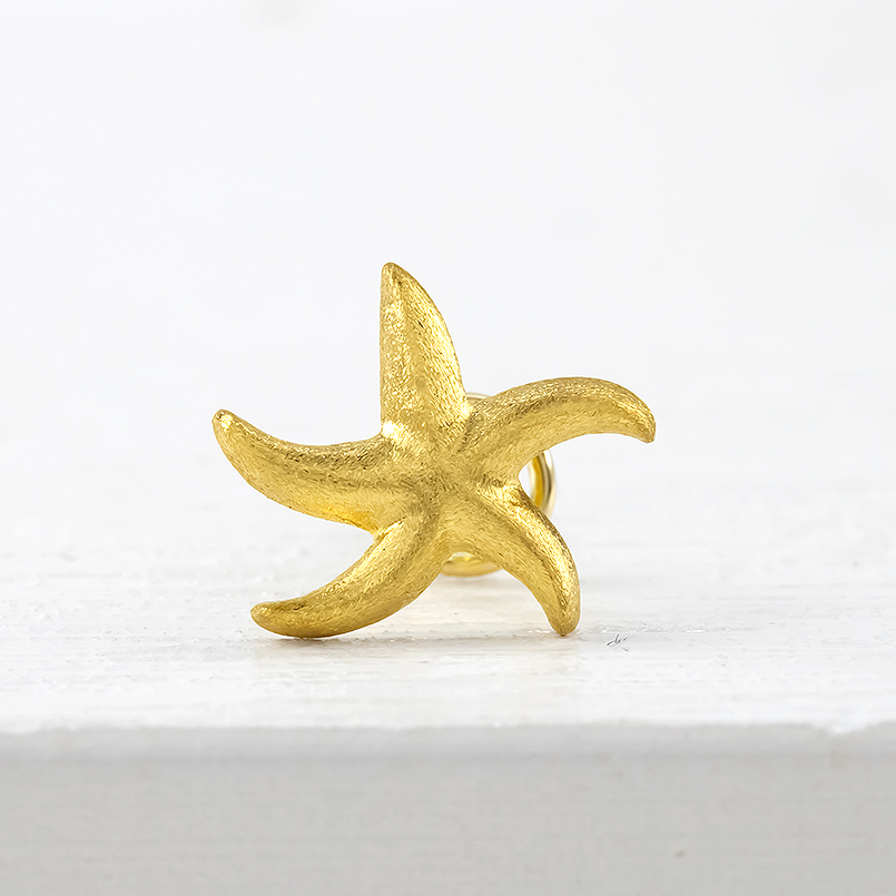 24金 ピアス 純金 片耳ピアス ヒトデ キャッチのいらないピアス イエローゴールドk18 18金 地金 キャッチナッシャー 簡単装着 マリン 送料無料 saleの画像