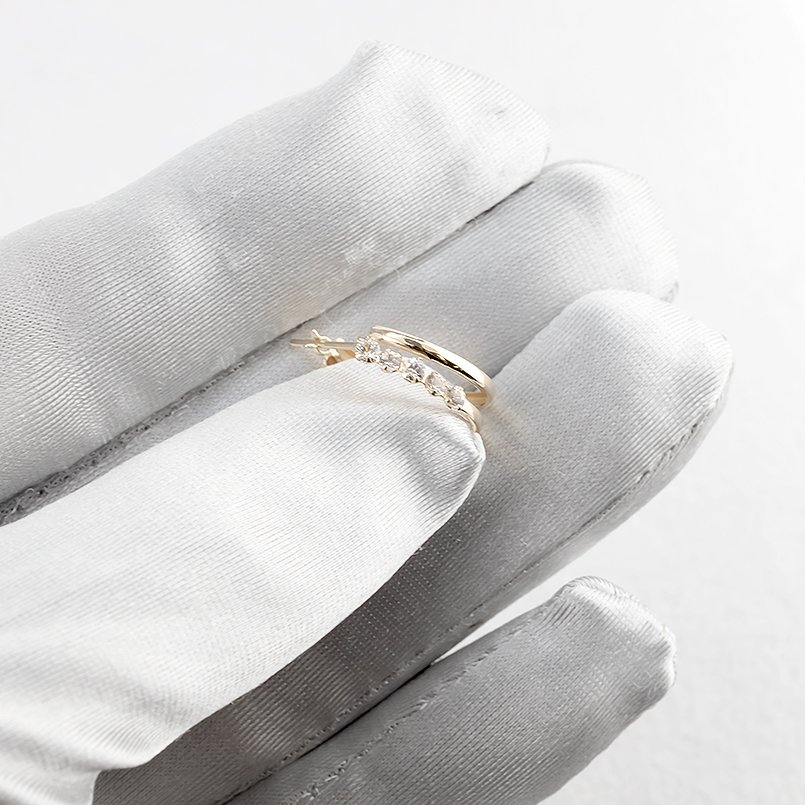 ゴールド ピアス ペア ホワイトサファイア 2連 フープピアス リング レディース 10金 イエローゴールドk10 10k 女性 あすつく 送料無料 セール saleの画像