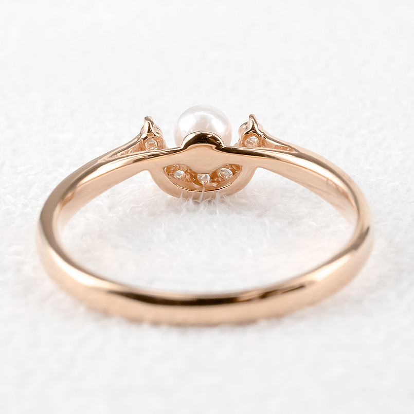 婚約指輪 安い 18金 リング パール ダイヤモンド レディース 指輪 ピンクゴールドk18 ピンキーリング ダイヤ ハーフヘイロー プラスミミ 送料無料 セール SALE｜atrus｜09
