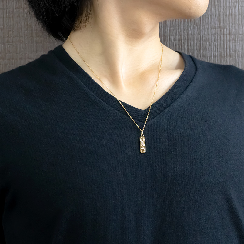 ゴールド ネックレス トップ メンズ ダイヤモンド エンドレスノット 手彫り イエローゴールドk10 ペンダント シンプル プレート 男性 送料無料 セール SALE_2