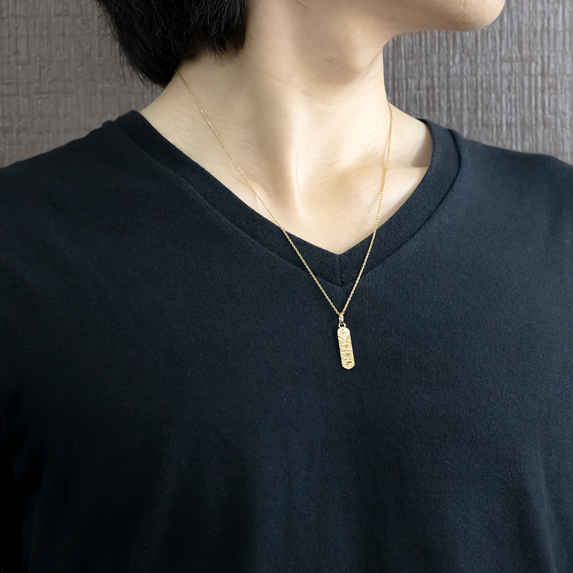 ゴールド ネックレス トップ メンズ ダイヤモンド 青海波 ミル打ち 手彫り イエローゴールドk10 ペンダント シンプル プレート 男性 送料無料 セール SALE_2