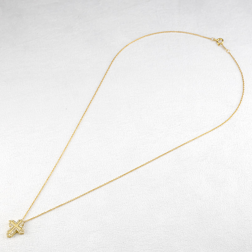 18金 ネックレス トップ メンズ クロス ダイヤモンド ゴールド イエローゴールドk18 18k ペンダント シンプル 男性 人気 十字架 送料無料 セール saleの画像