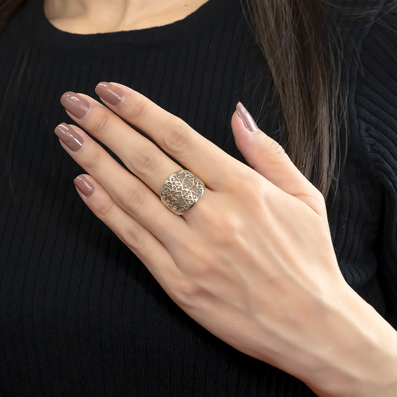 婚約指輪 安い シルバー リング レディース アラベスク 指輪 sv925 ピンキーリング 幅広 透かし 地金 大人 女性 人気 アンティーク調 送料無料 セール SALE｜atrus｜02