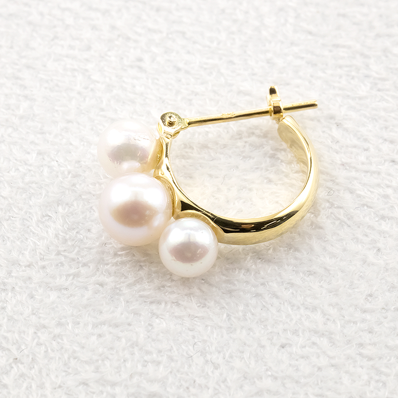 18金 ピアス 片耳 ベビーパール アコヤ真珠 フープピアス リング パール ゴールド イエローゴールドk18 18K フォーマル 女性 送料無料 セール saleの画像