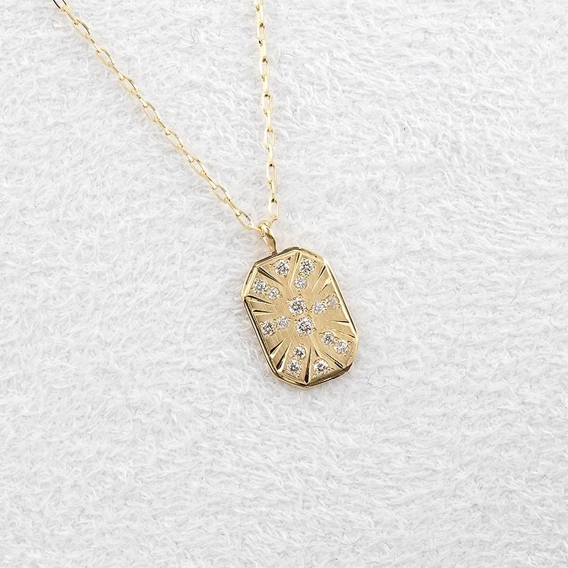 18金 ネックレス ダイヤモンド メンズ イエローゴールドk18 18k ペンダントトップ グリームカットチェーン スライド式 男性 あすつく 送料無料 セール saleの画像