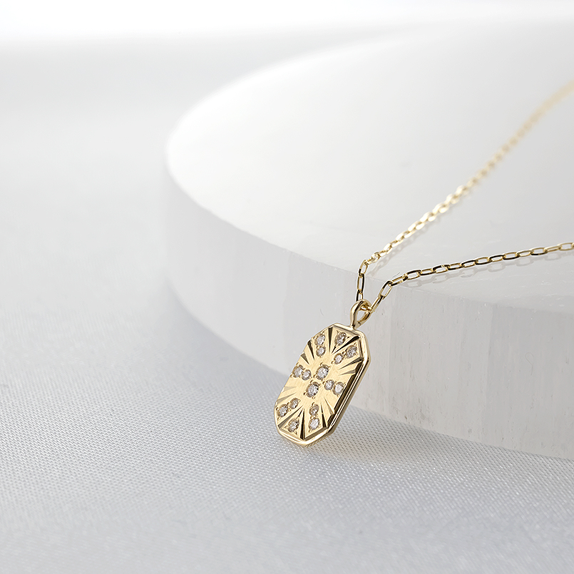18金 ネックレス ダイヤモンド メンズ イエローゴールドk18 18k ペンダントトップ グリームカットチェーン スライド式 男性 あすつく 送料無料 セール saleの画像