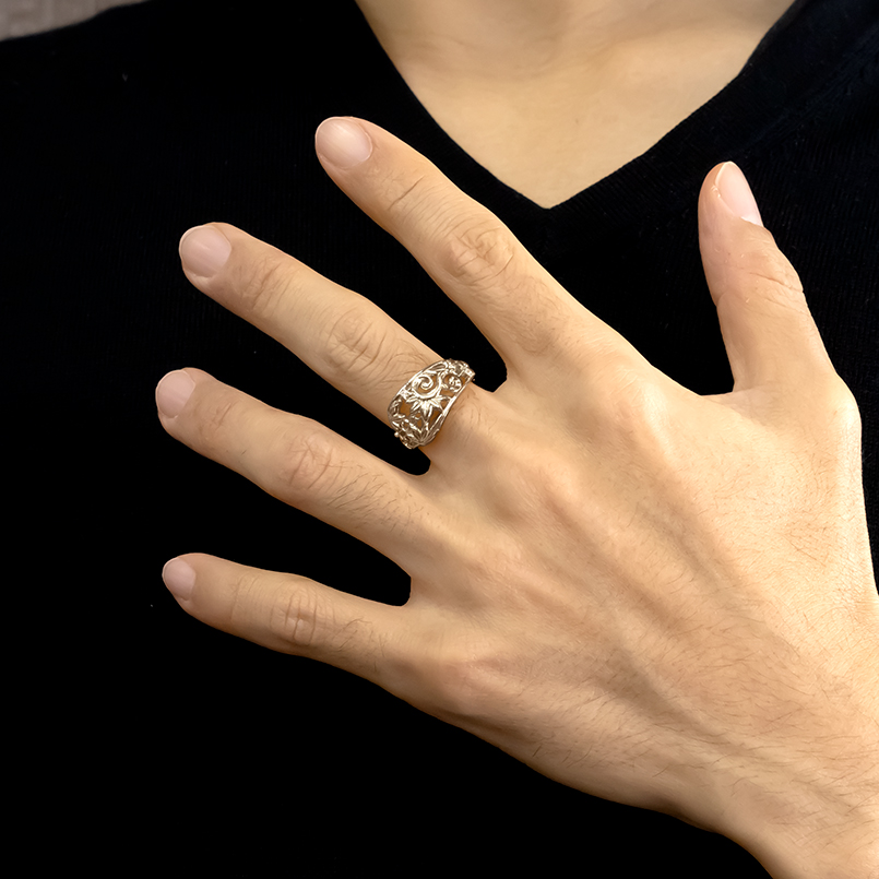 シルバー リング メンズ レディース ダイヤモンド 太め ハワイアンジュエリー sv925 指輪 透かし 婚約指輪 ピンキーリング 幅広 送料無料 セール SALE｜atrus｜02