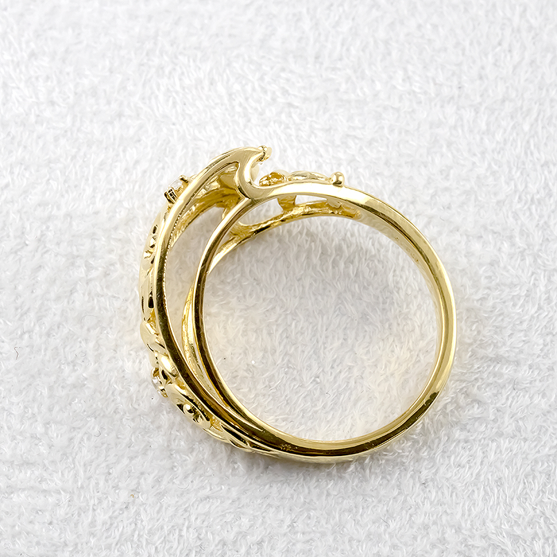 18金 リング レディース ダイヤモンド 太め ハワイアンジュエリー 指輪 透かし 18k イエローゴールドk18 婚約指輪 ピンキーリング 送料無料 セール saleの画像