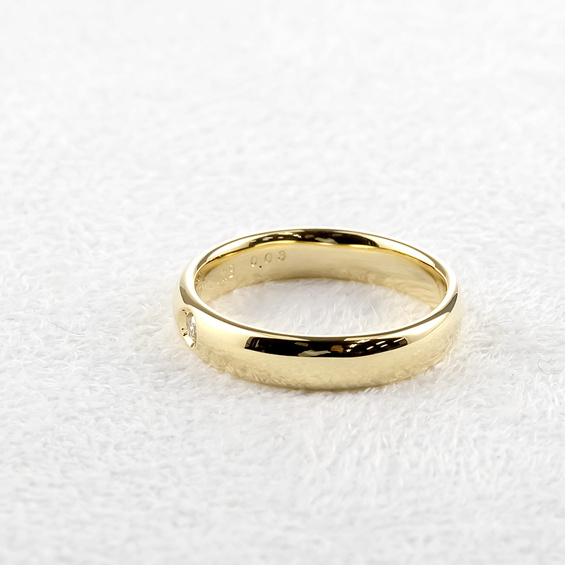 結婚指輪 18金 ペアリング 2本セット ダイヤモンド 一粒 太め シンプル 指輪 ペア マリッジリング ゴールド 18k イエローゴールドk18 大人 送料無料 セール SALE_10