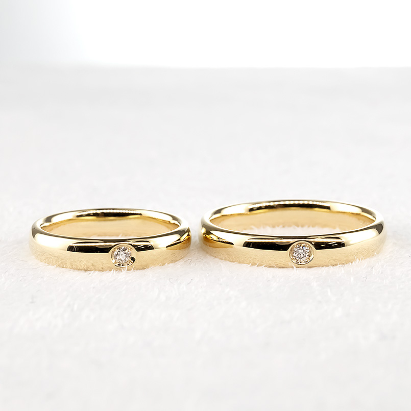 結婚指輪 18金 ペアリング 2本セット ダイヤモンド 一粒 太め シンプル 指輪 ペア マリッジリング ゴールド 18k イエローゴールドk18 大人 送料無料 セール SALE_8