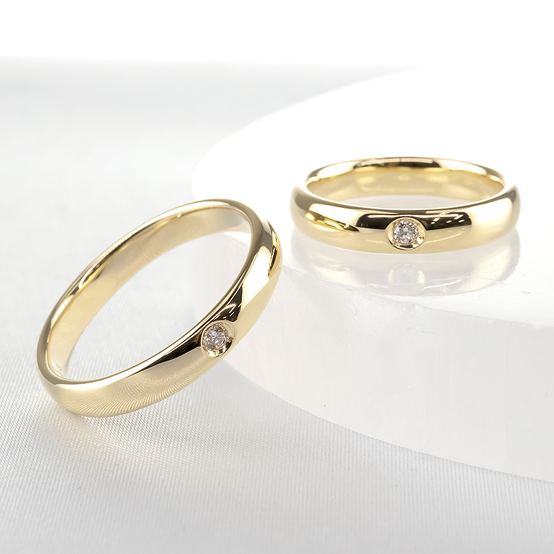 結婚指輪 18金 ペアリング 2本セット ダイヤモンド 一粒 太め シンプル 指輪 ペア マリッジリング ゴールド 18k イエローゴールドk18 大人 送料無料 セール SALE_7