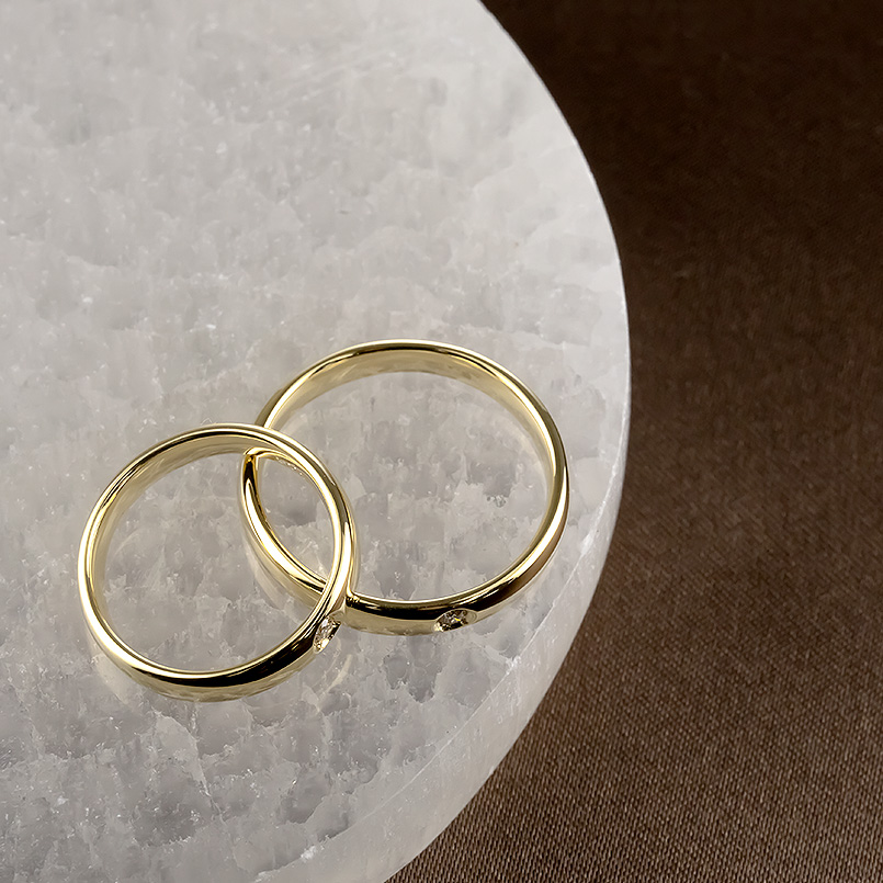 結婚指輪 18金 ペアリング 2本セット ダイヤモンド 一粒 太め シンプル 指輪 ペア マリッジリング ゴールド 18k イエローゴールドk18 大人 送料無料 セール SALE_6