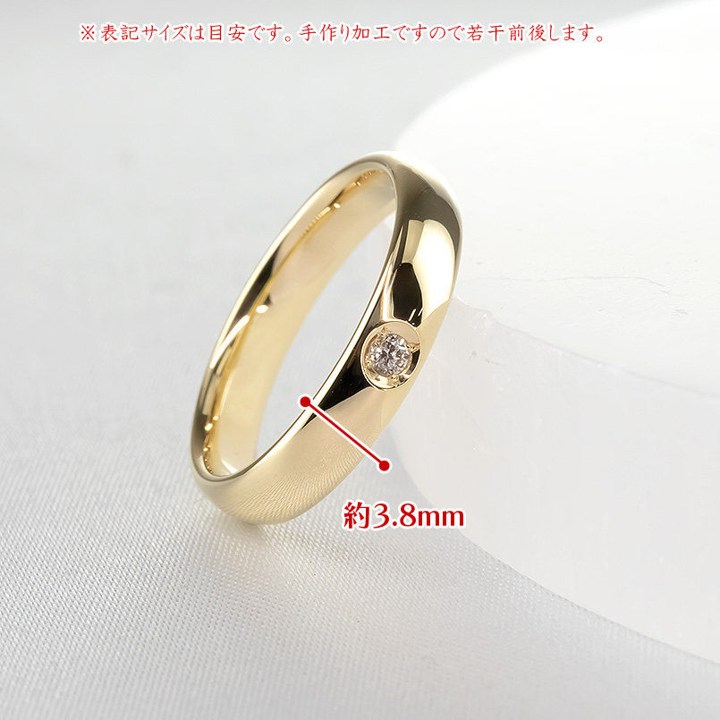 結婚指輪 18金 ペアリング 2本セット ダイヤモンド 一粒 太め シンプル 指輪 ペア マリッジリング ゴールド 18k イエローゴールドk18 大人 送料無料 セール SALE_3