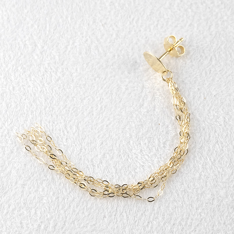 18金 ピアス レディース 片耳 ロングピアス 6連 チェーン フリンジ 普段使い ゴールド 18k イエローゴールドk18 おしゃれ 女性 あすつく 送料無料 セール saleの画像