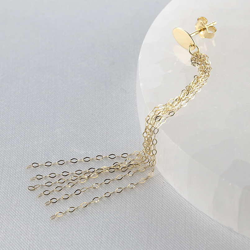 18金 ピアス レディース 片耳 ロングピアス 6連 チェーン フリンジ 普段使い ゴールド 18k イエローゴールドk18 おしゃれ 女性 あすつく 送料無料 セール saleの画像