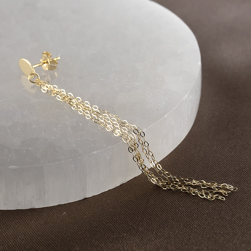 18金 ピアス レディース 片耳 ロングピアス 6連 チェーン フリンジ 普段使い ゴールド 18k イエローゴールドk18 おしゃれ 女性 あすつく 送料無料 セール saleの画像
