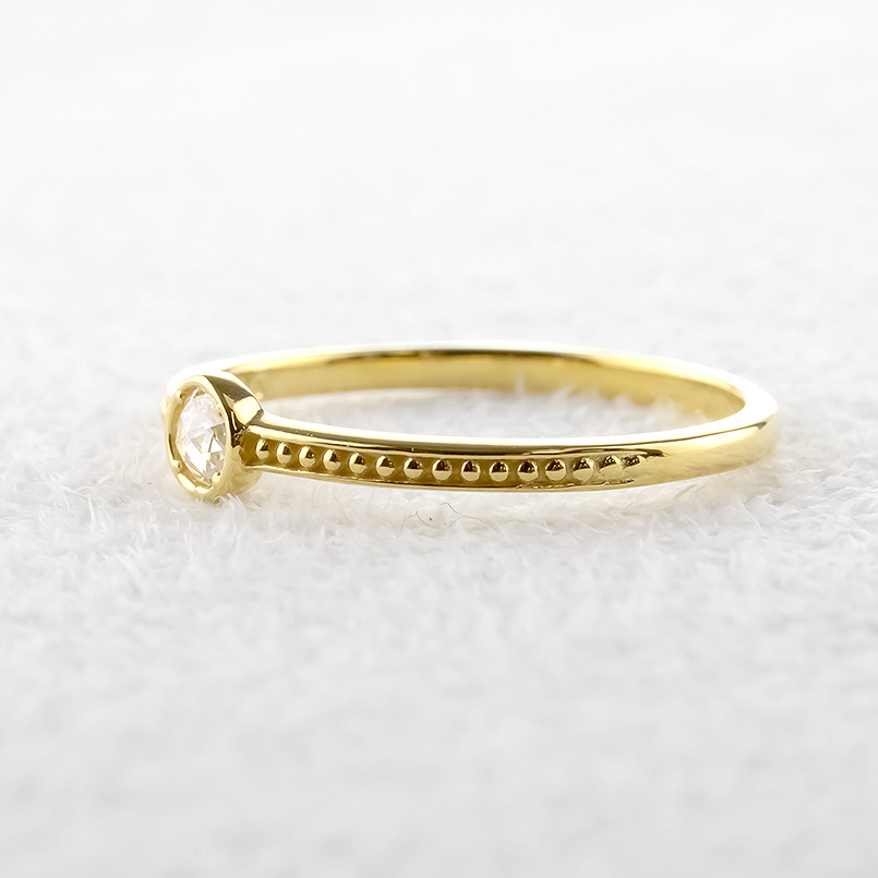 18金 リング ダイヤモンド 一粒 レディース 細め 華奢 ゴールド 18k ダイヤ 0.05ctup VS 婚約指輪 ピンキーリング ソーティングカード付 送料無料 セール saleの画像