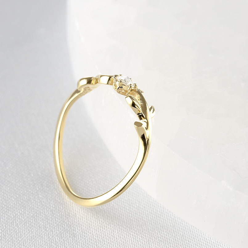 婚約指輪 18金 リング ダイヤモンド 一粒 レディース オリーブ 細め 華奢 ゴールド 18k 0.05ctup VS ピンキーリング ソーティングカード付 送料無料 セール saleの画像