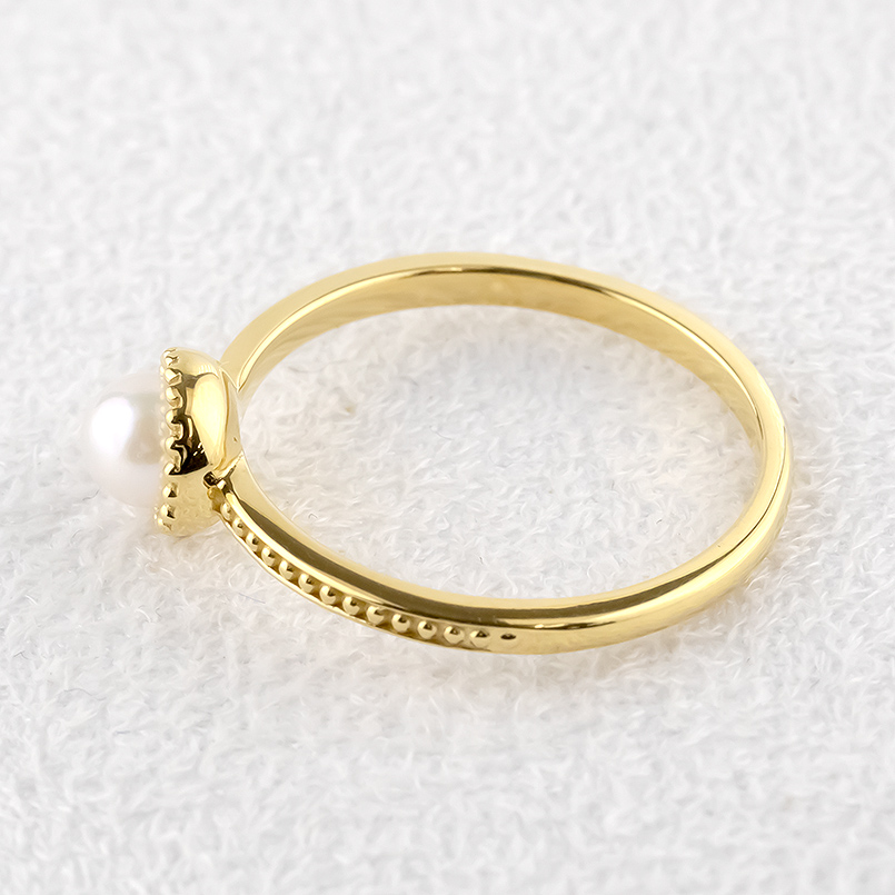 婚約指輪 18金 リング パール 真珠 レディース 細め 華奢 ゴールド 18k アコヤ あこや真珠 ピンキーリング ミル打ち シンプル フォーマル 送料無料 セール saleの画像