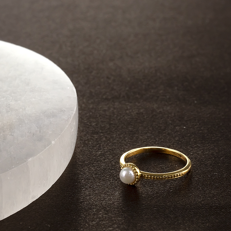 婚約指輪 18金 リング パール 真珠 レディース 細め 華奢 ゴールド 18k アコヤ あこや真珠 ピンキーリング ミル打ち シンプル フォーマル 送料無料 セール saleの画像