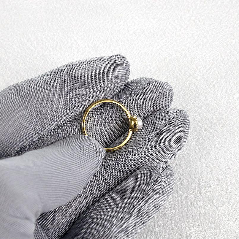 婚約指輪 18金 リング パール 真珠 レディース 細め 華奢 ゴールド 18k アコヤ あこや真珠 ピンキーリング ミル打ち シンプル フォーマル 送料無料 セール saleの画像