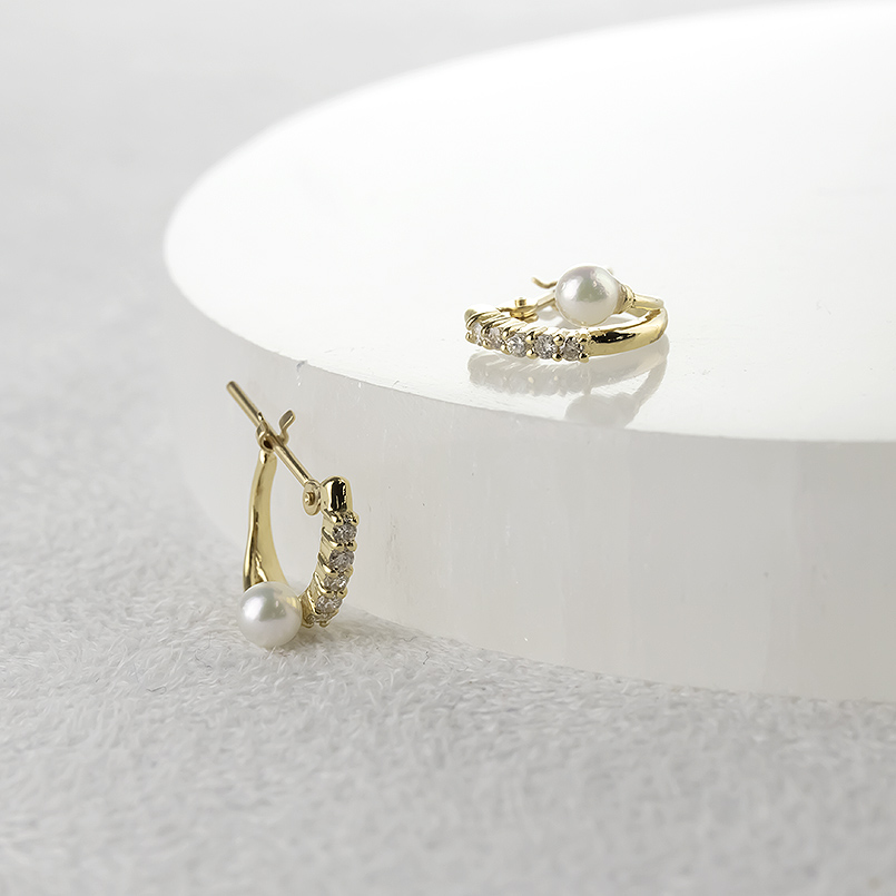 18金 フープピアス 真珠 パール ダイヤモンド ゴールド 18k ピアス フープ ペア イエローゴールドk18 フォーマル 男女兼用 あすつく 送料無料 セール saleの画像