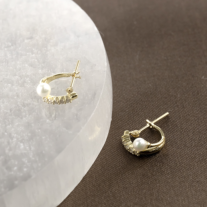 18金 フープピアス 真珠 パール ダイヤモンド ゴールド 18k ピアス フープ ペア イエローゴールドk18 フォーマル 男女兼用 あすつく 送料無料 セール saleの画像