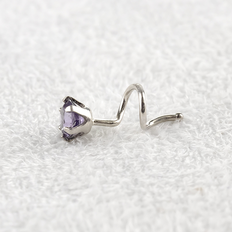 プラチナ ピアス パープルスピネル 片耳 メンズ pt900 つけっぱなし 簡単装着 キャッチのいらないピアス キャッチナッシャー あすつく 送料無料 セール saleの画像