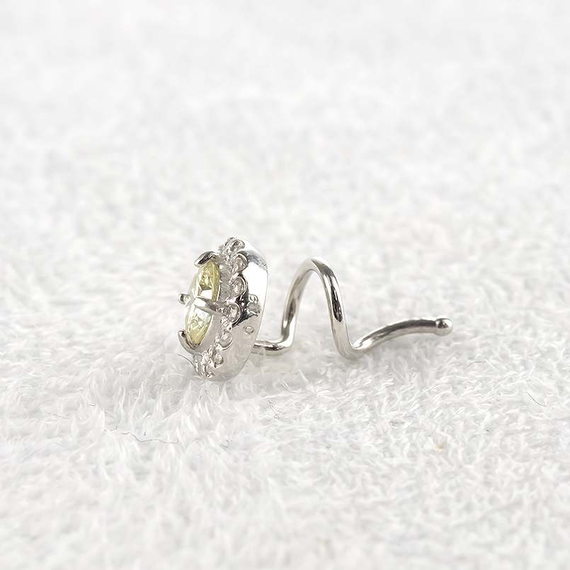 プラチナ ピアス ダイヤモンド ライトイエロー pt900 簡単装着 レディース 片耳 キャッチのいらないピアス キャッチナッシャー あすつく 送料無料 セール saleの画像