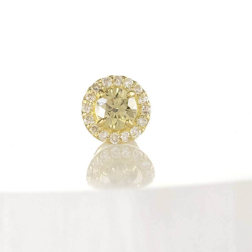18金 ピアス ダイヤモンド レディース 片耳 ファンシーカラー つけっぱなし ゴールド 18k キャッチのいらないピアス キャッチナッシャー あすつく 送料無料 saleの画像