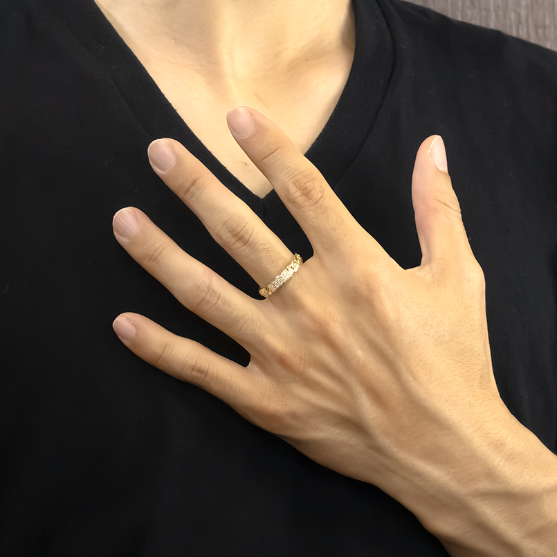 18金 喜平 リング ダイヤモンド 18号 メンズ ゴールド 18k 太め 指輪 ピンキーリング 婚約指輪 キヘイ ダイヤ シンプル あすつく 人気 送料無料 セール saleの画像