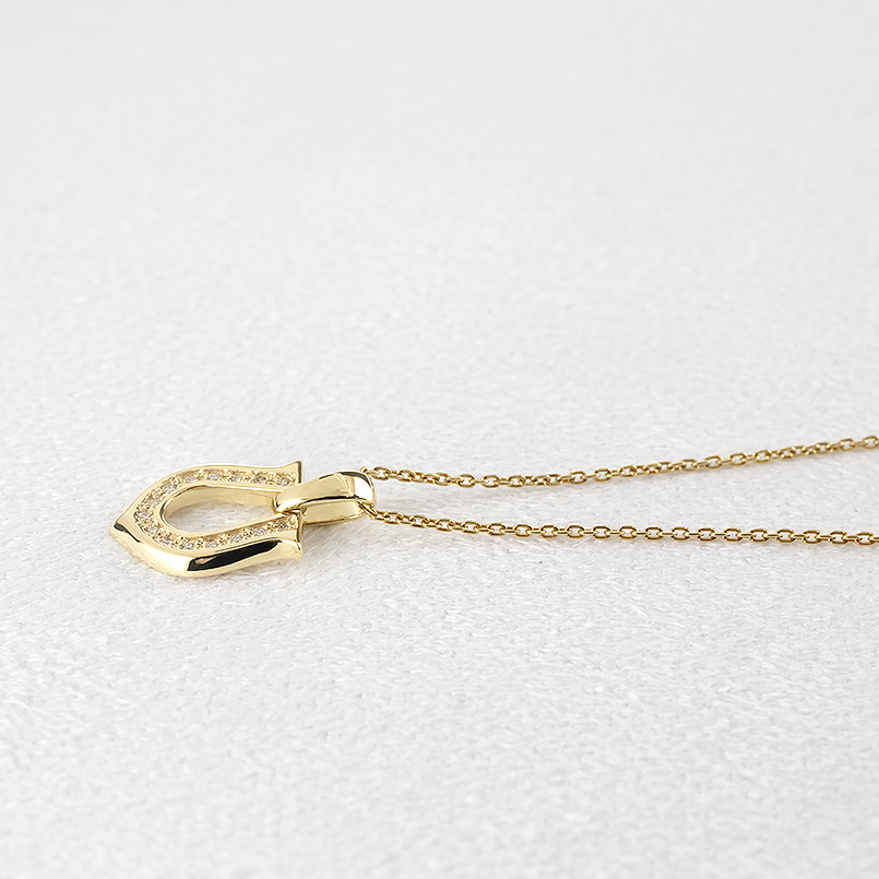 18金 ネックレス トップ ダイヤモンド 馬蹄 メンズ チェーン ゴールド 18k ペンダントトップ ホースシュー 蹄鉄 シンプル 送料無料 セール saleの画像