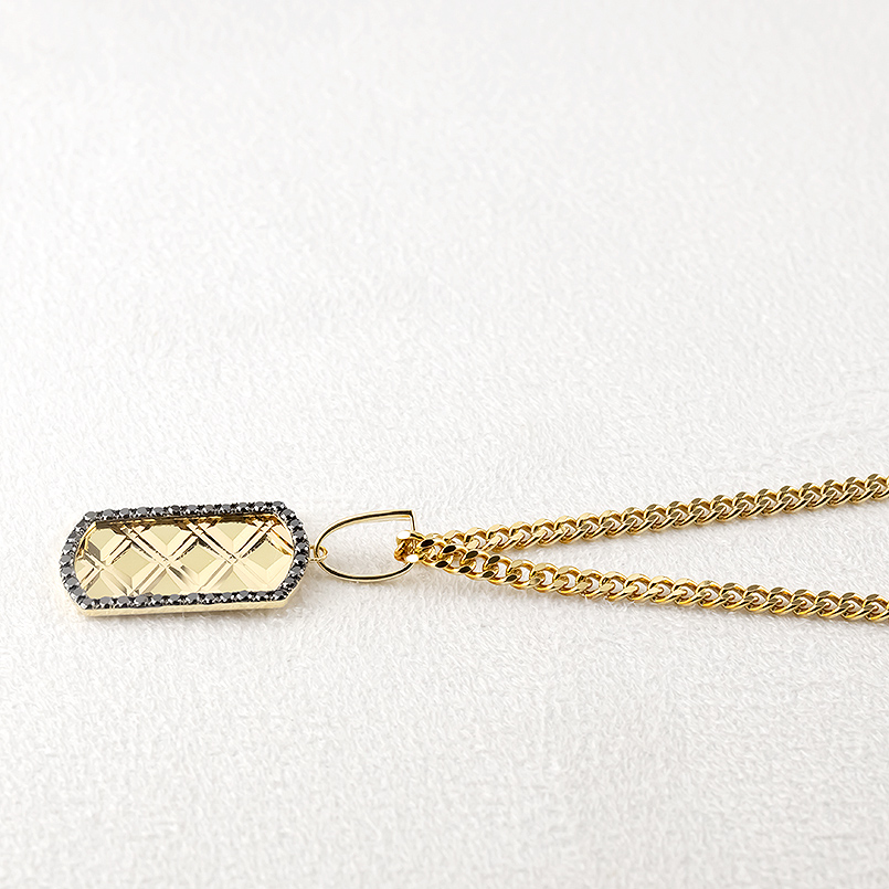 18金 ネックレス ペンダントトップ メンズ ブラックダイヤモンド ゴールド 18k トップ ペンダントヘッド プレート シンプル あすつく 送料無料 セール saleの画像