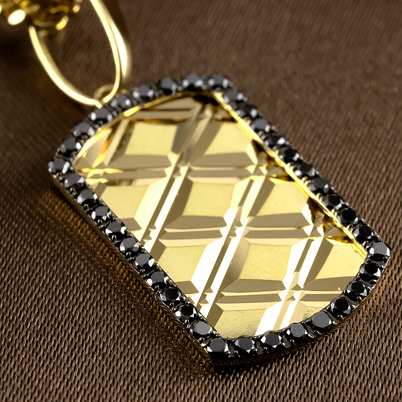 18金 ネックレス ペンダントトップ メンズ ブラックダイヤモンド ゴールド 18k トップ ペンダントヘッド プレート シンプル あすつく 送料無料 セール saleの画像