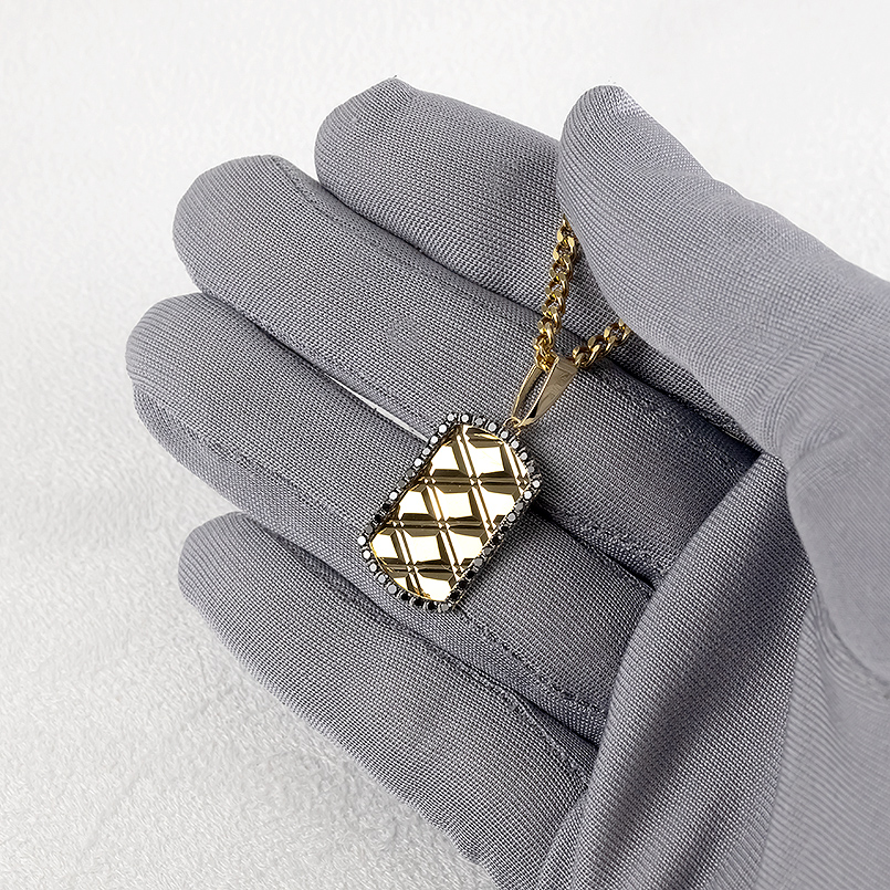 18金 ネックレス ペンダントトップ メンズ ブラックダイヤモンド ゴールド 18k トップ ペンダントヘッド プレート シンプル あすつく 送料無料 セール saleの画像