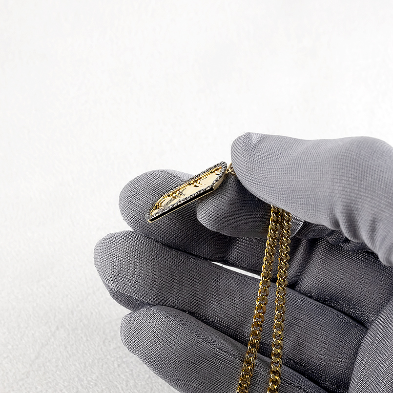 18金 ネックレス ペンダントトップ メンズ ブラックダイヤモンド ゴールド 18k トップ ペンダントヘッド プレート シンプル あすつく 送料無料 セール saleの画像
